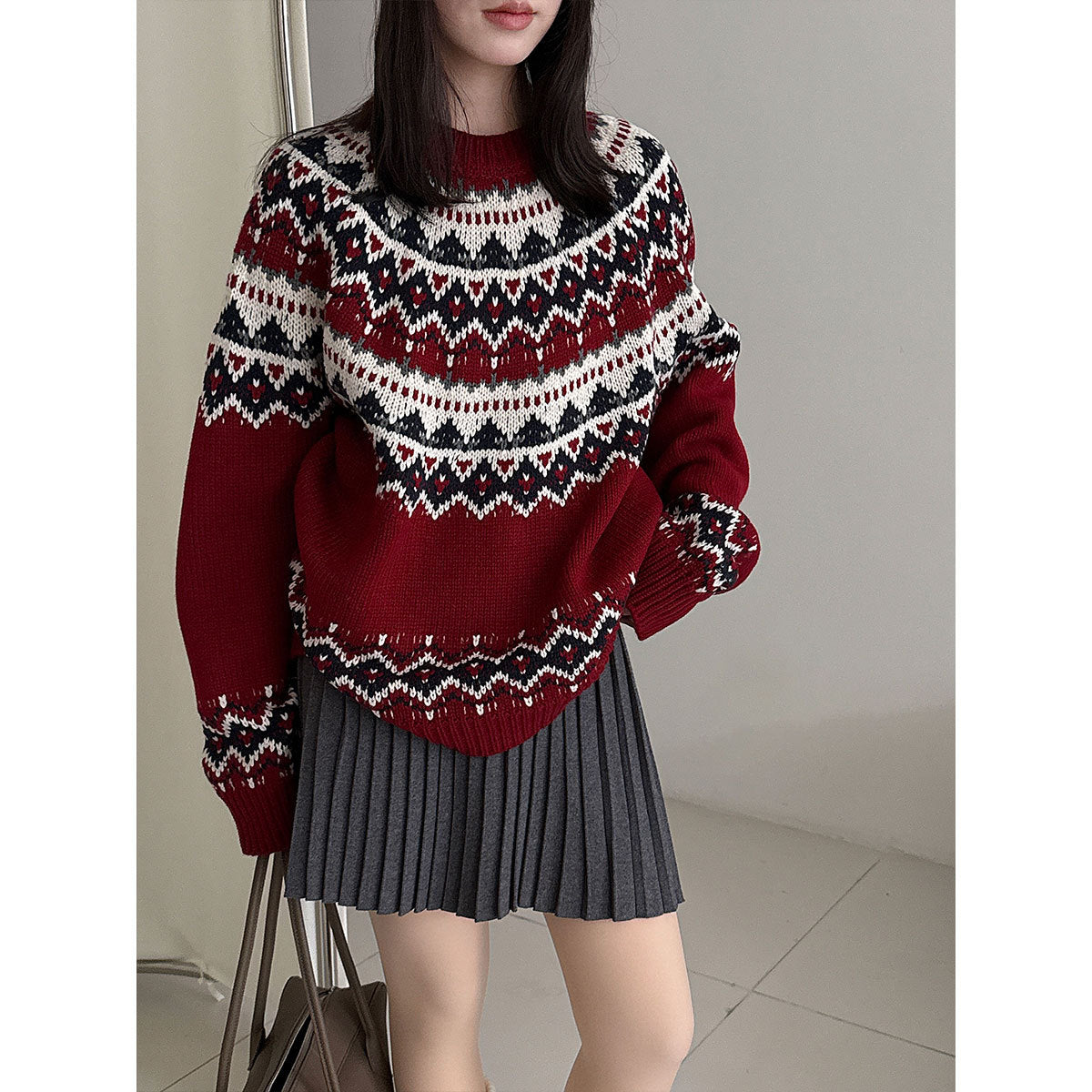 Fair Isle Chunky Knit Sweater Women Winter Christmas Lazy Feel