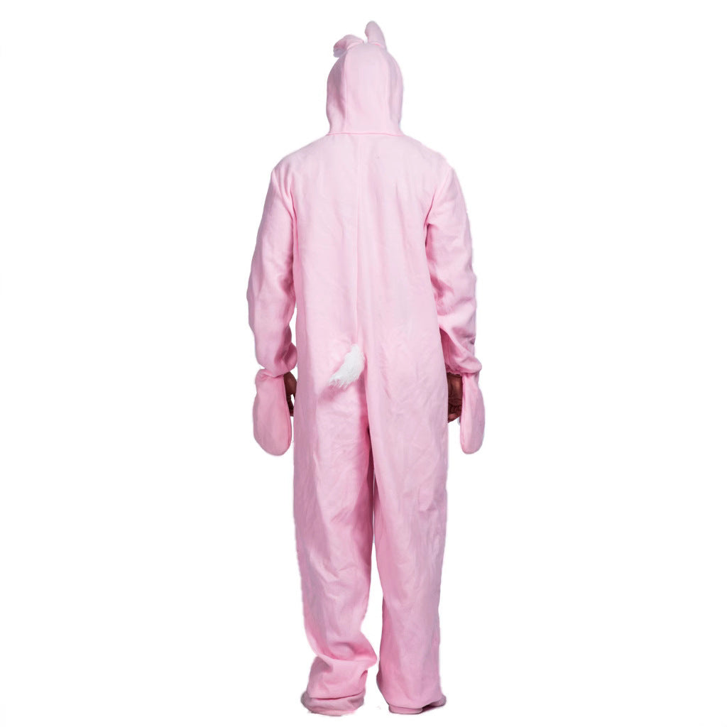 Halloween Pink Bunny Costume Adult Animal Pajamas