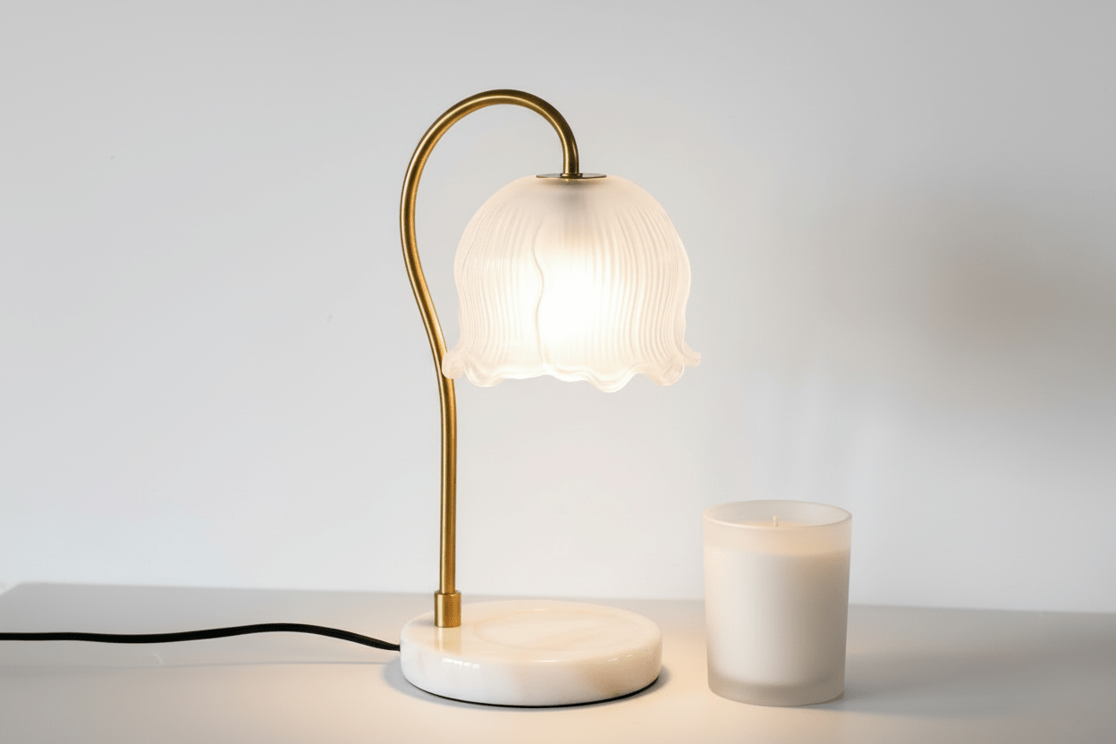 Vintage-Inspired Brass & Glass Candle Warming Lamp