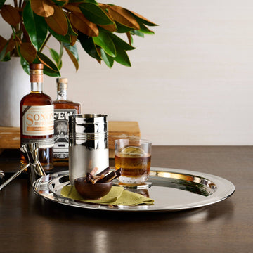 Ribera Stainless Steel Serving Tray ¨C Nickel Finish