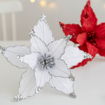 25Cm Glitter Velvet Christmas Flower