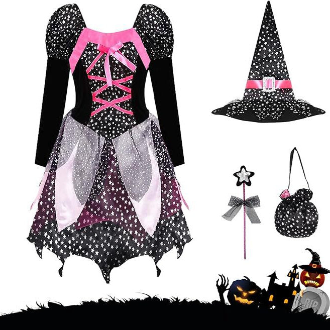 Halloween Witch Costume For Girls With Vampire Dress