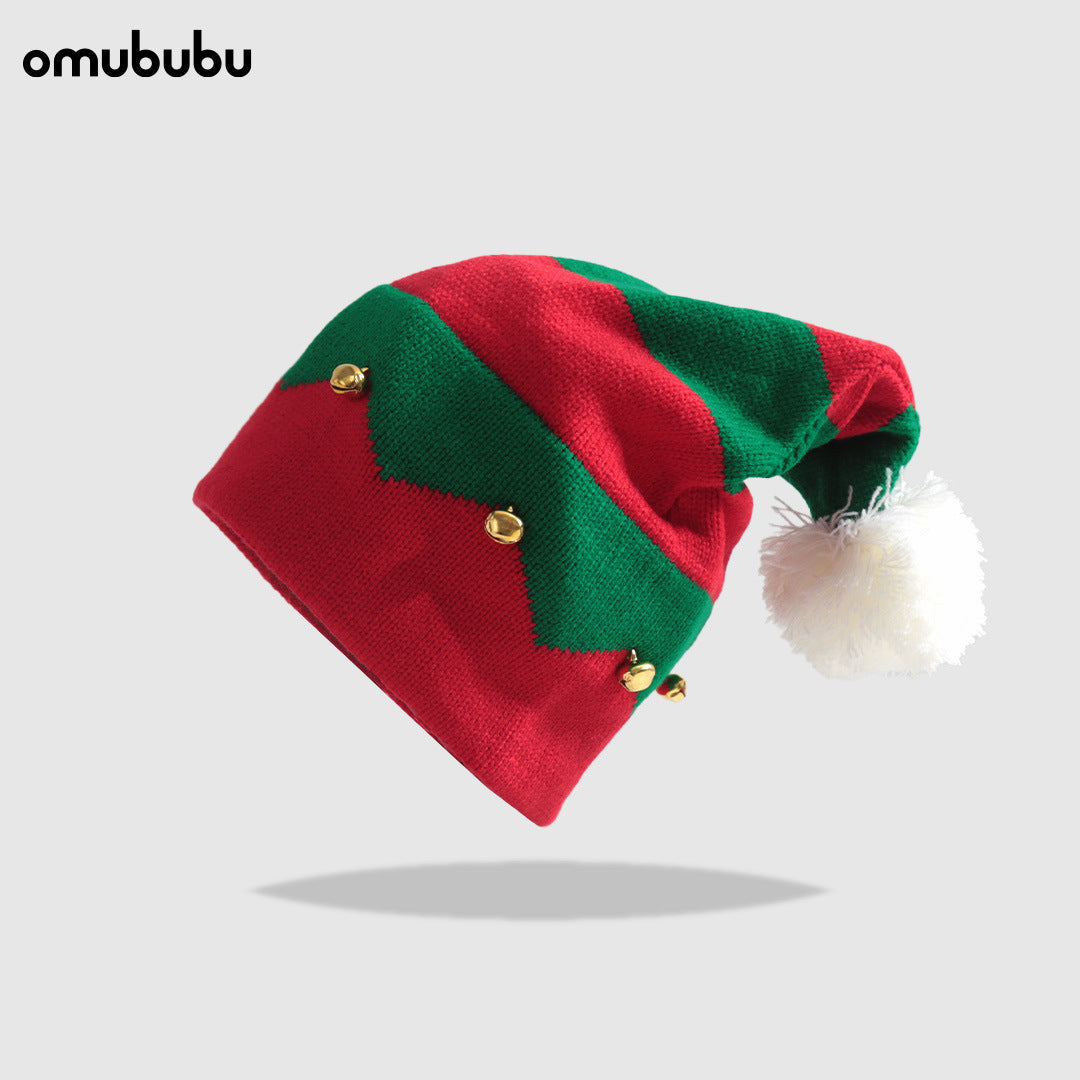 Christmas Bell Hat With Pompom, Winter Warm Knit Beanie