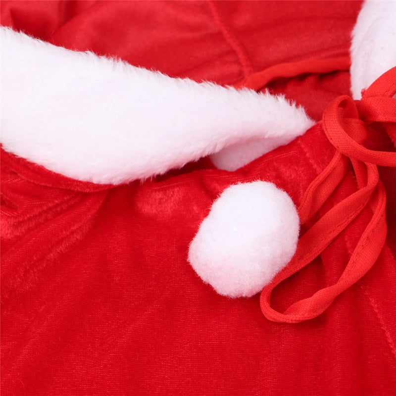 Girls Velvet Cape Hood Christmas Set