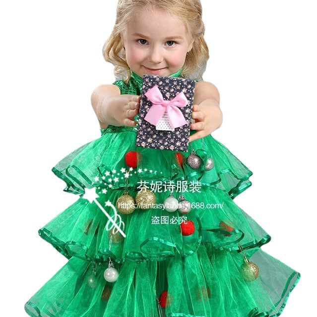 Christmas Elf Dress For Girls, Performance Costume For Kindergarten