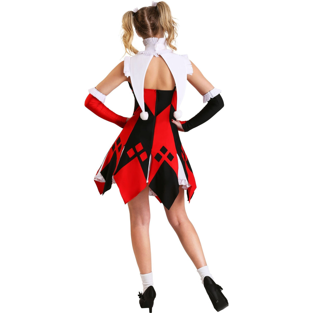 Red White Checkered Clown Costume For Women Halloween Circus Cosplay