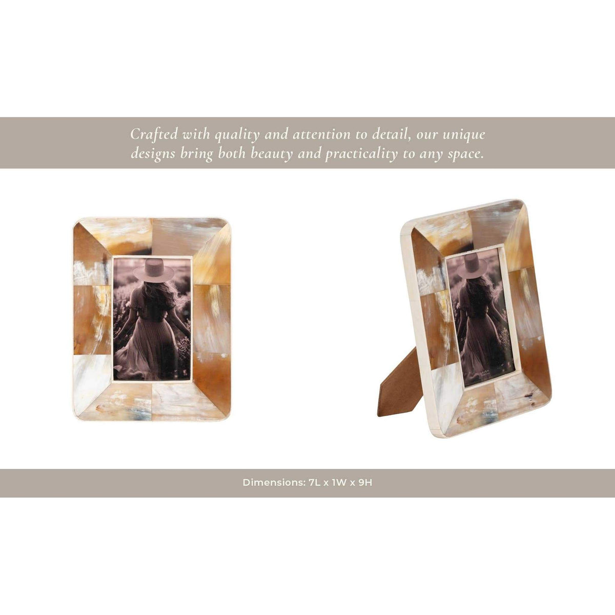 Tan Modern Wooden Curved Edge Horn Photo Frame 4x6 in.