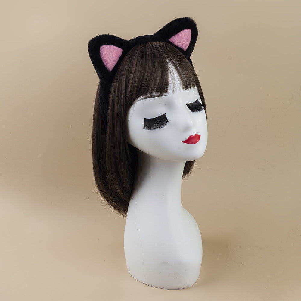 Black Cat Ear Headband Fluffy Kids Costume Animal Cosplay