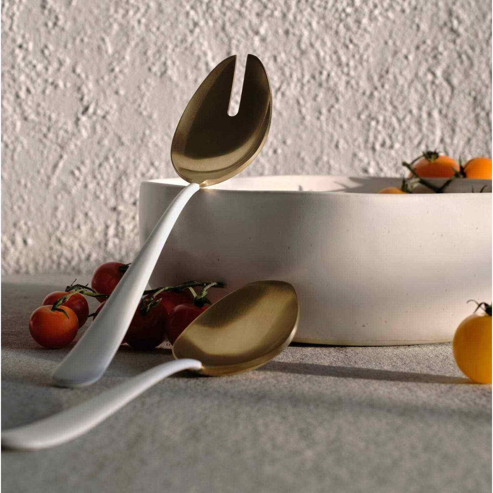 Serving Spoons: Gold and White