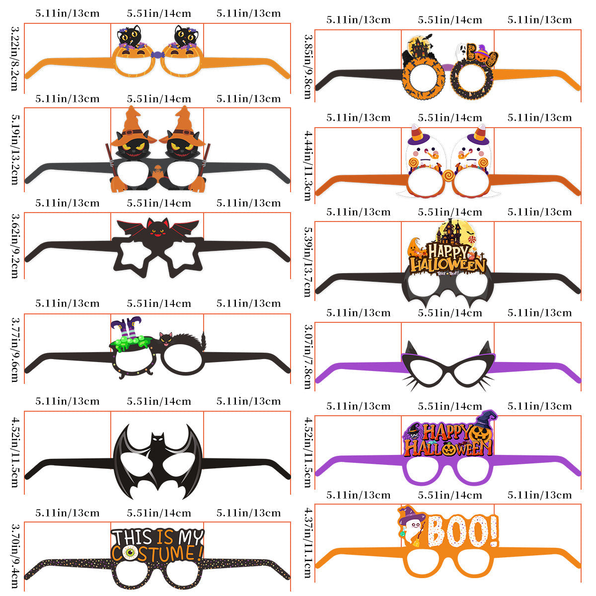 Halloween Pumpkin Bat Ghost Costume Party Glasses