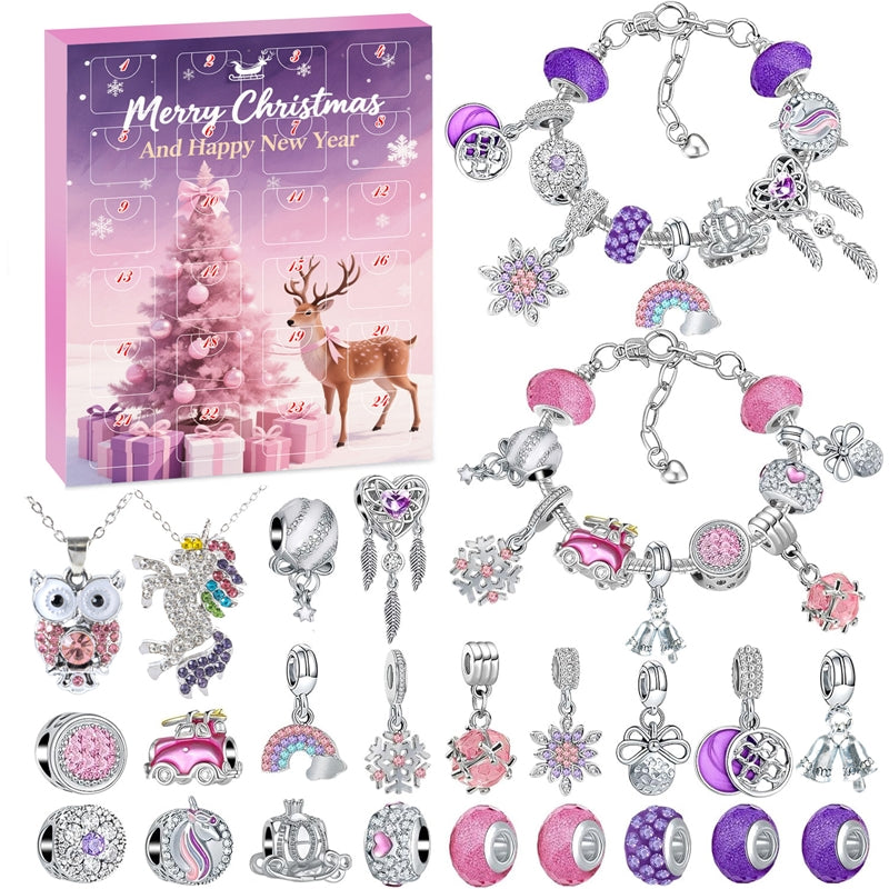 DIY Creative Children's Bracelet Silver Christmas Advent Calendar Surprise Blind Box