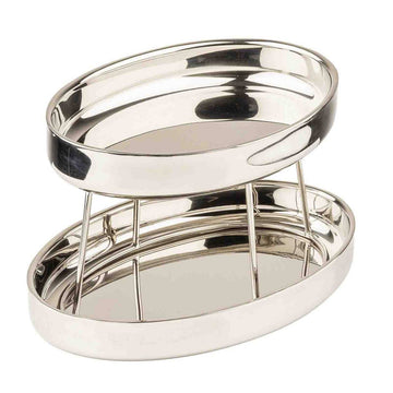 Oval 2-Tiered Seafood Tower, Stainless Steel