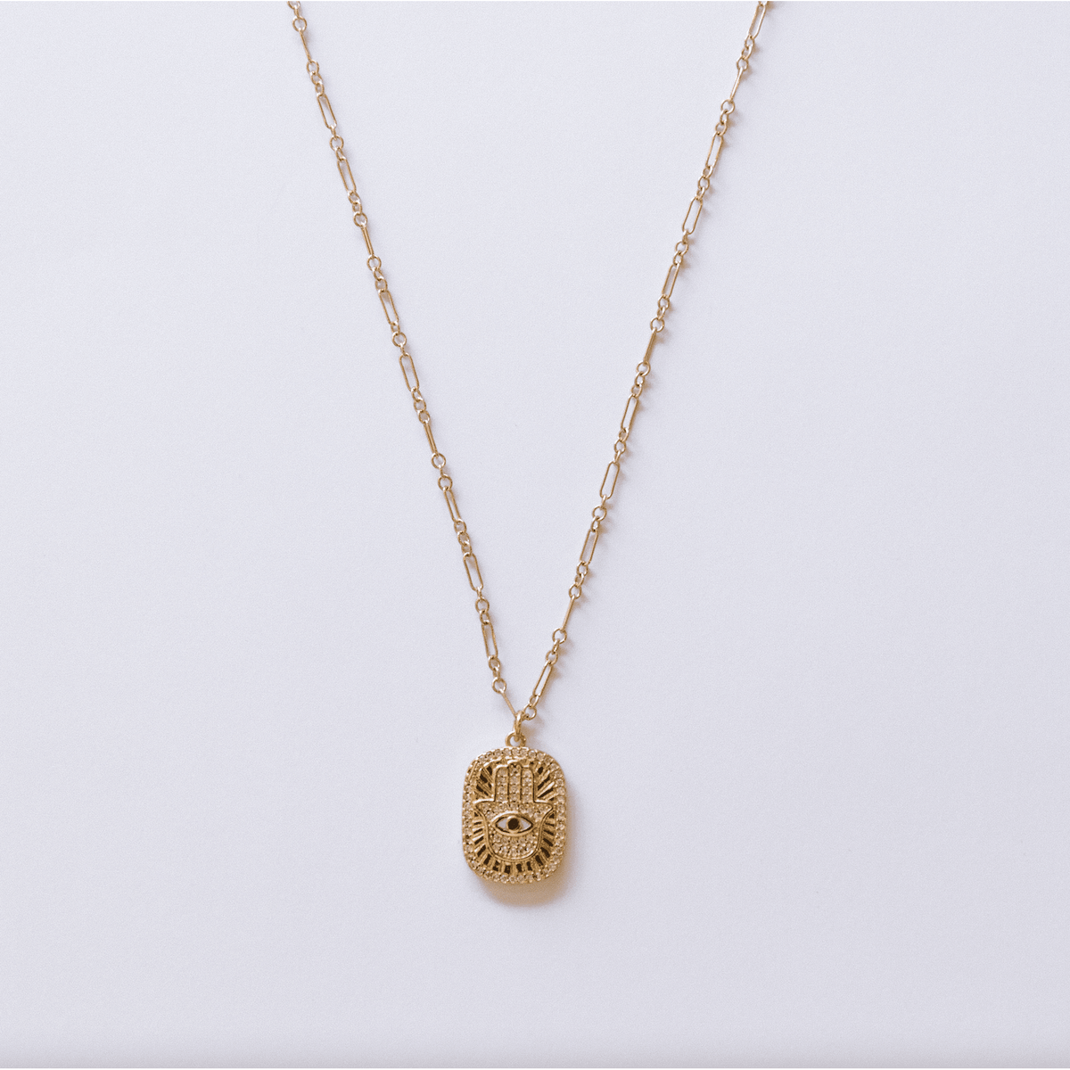 The Hamsa Evil Eye Tag Necklace