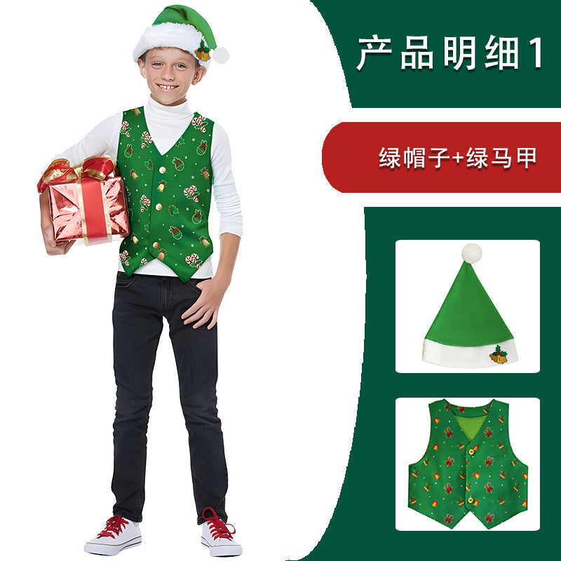 Children's Christmas Elf Costume For Stage Performance