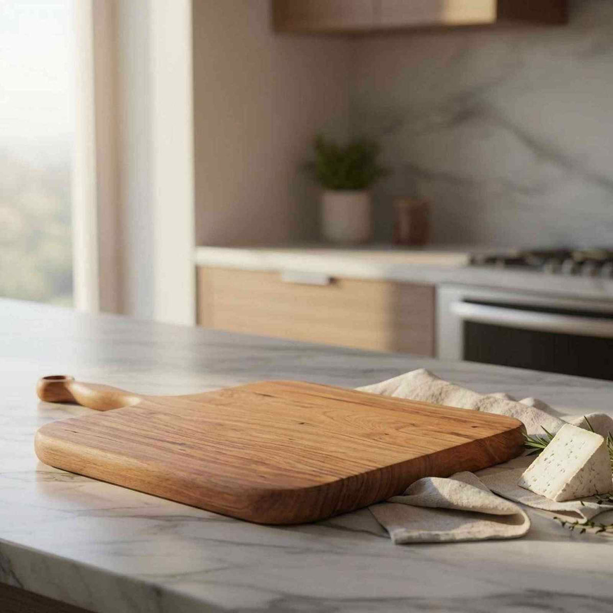 Acacia Wood Cheese/Cutting Board with Handle