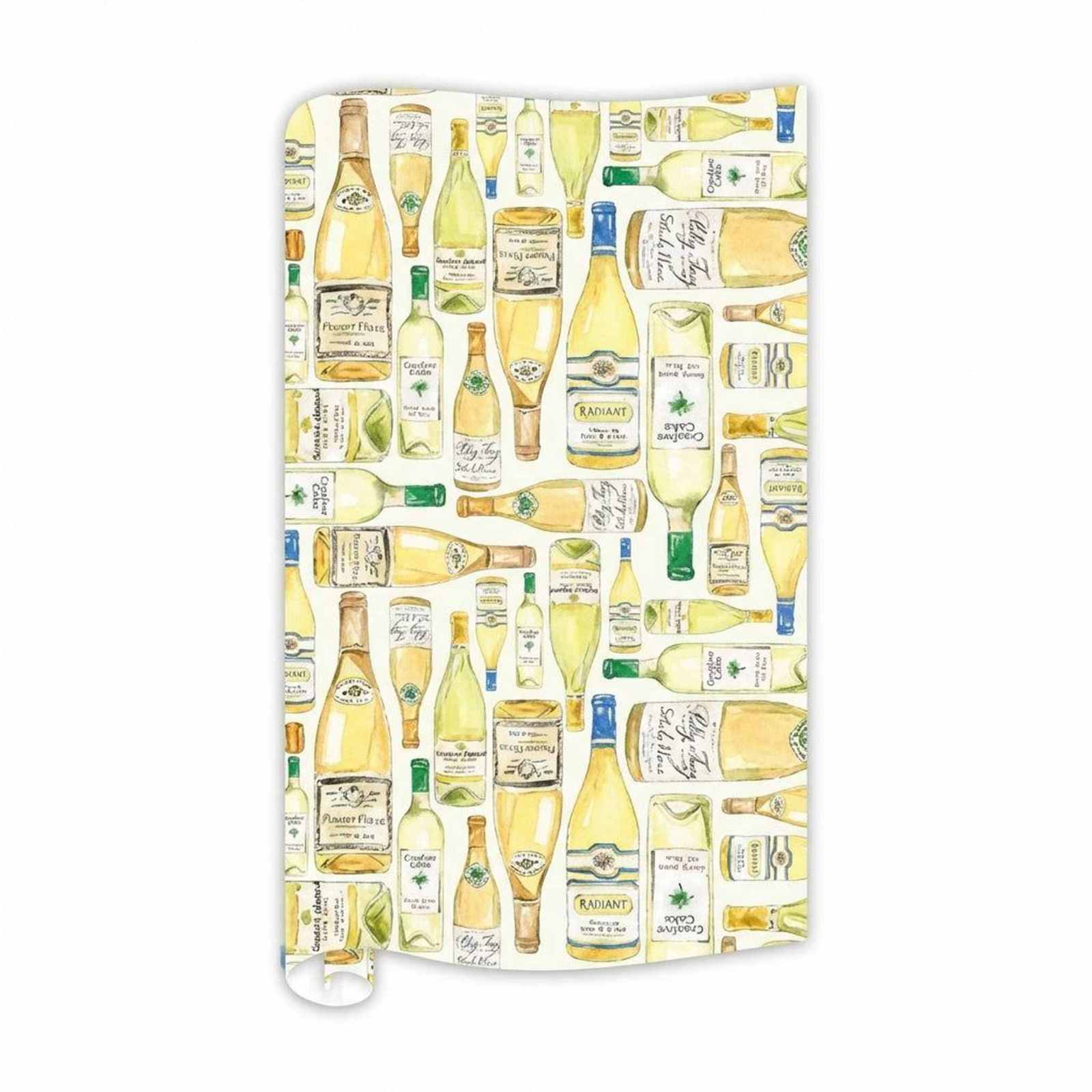 Handpainted White Wine Bottles Gift Wrap Roll