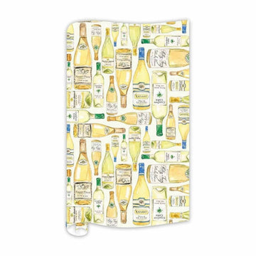 Handpainted White Wine Bottles Gift Wrap Roll