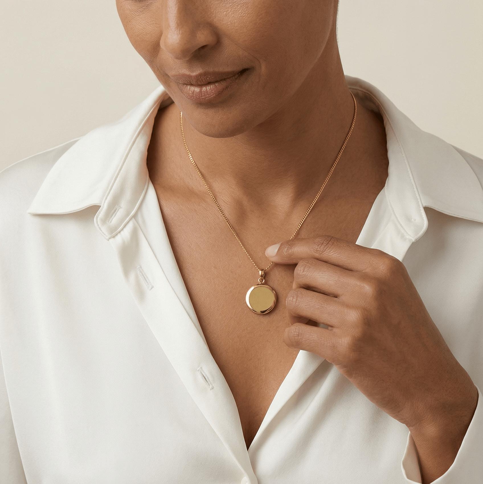 18k Gold Filled Round Locket Necklace