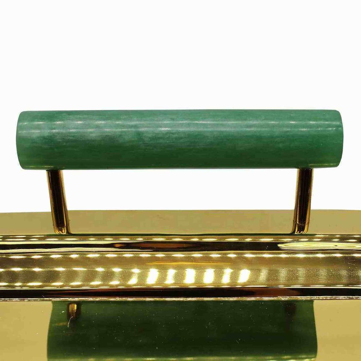 Gold Tray With Green Resin Handles