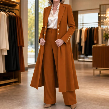 Elowen – Double-Breasted Longline Coat And Trouser Suit