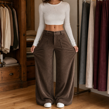 Lunetta Pants – High-Waisted Stretch-Waist Wide-Leg Trousers