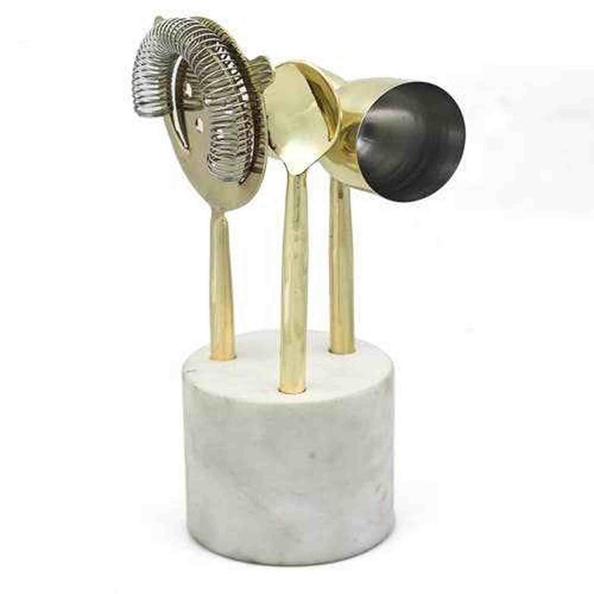 Gold Bar tool Set of 3 With Marble Stand