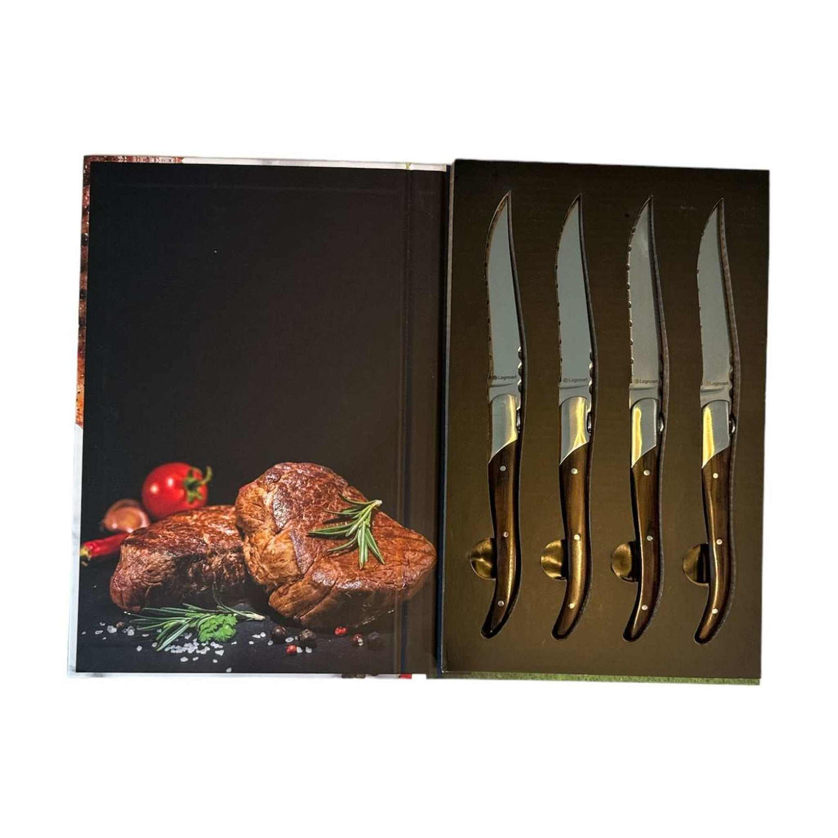 Fassona 4-Piece Steak Knife Set with Dark Wood Handle