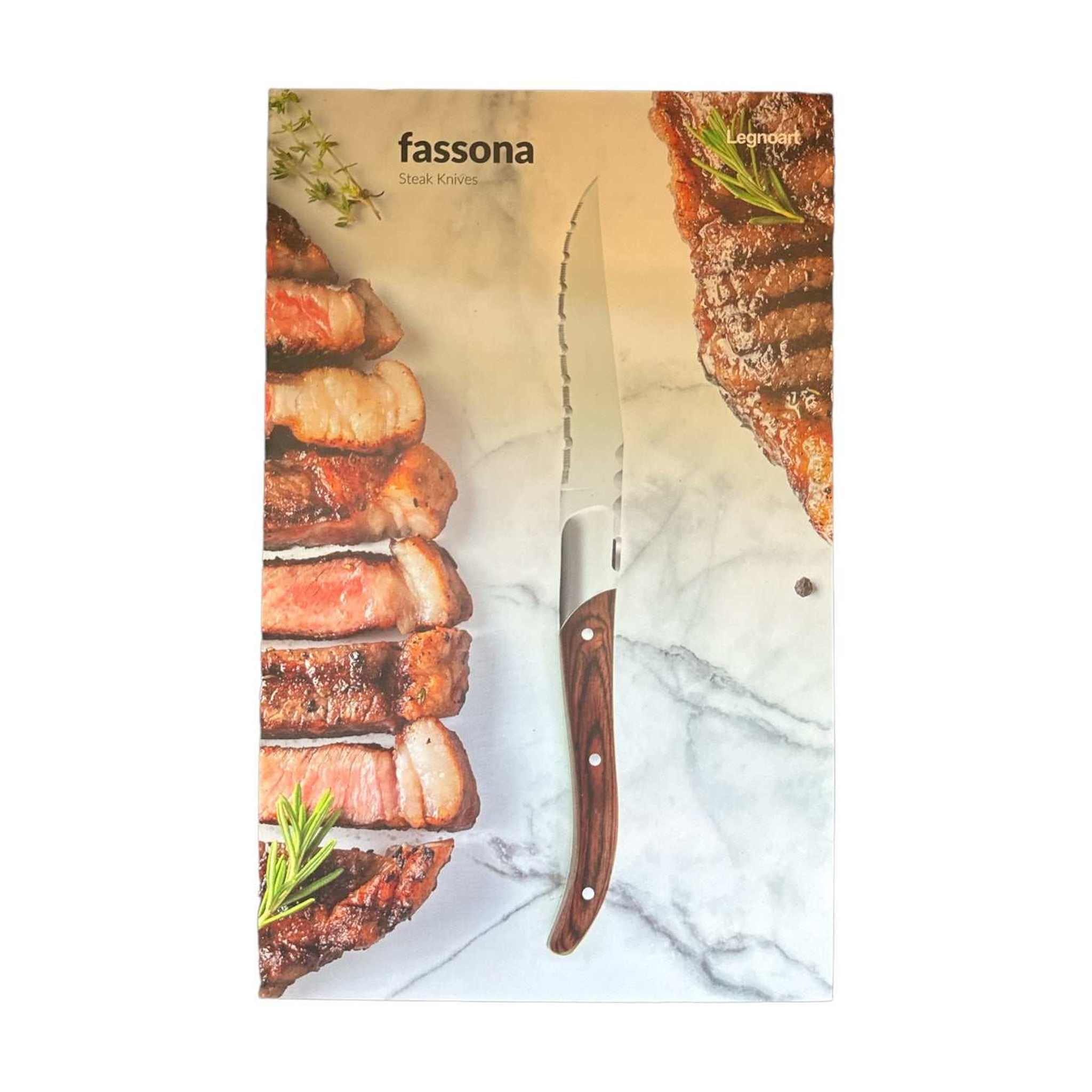 Fassona 4-Piece Steak Knife Set with Dark Wood Handle