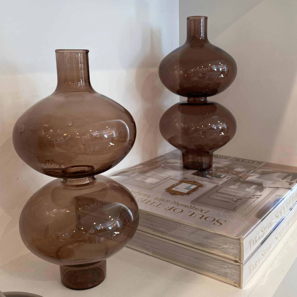 Large Glass Brown Bubble Vase