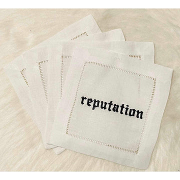 Set of 4 Taylor Swift Reputation Embroidered Cocktail Napkins ?