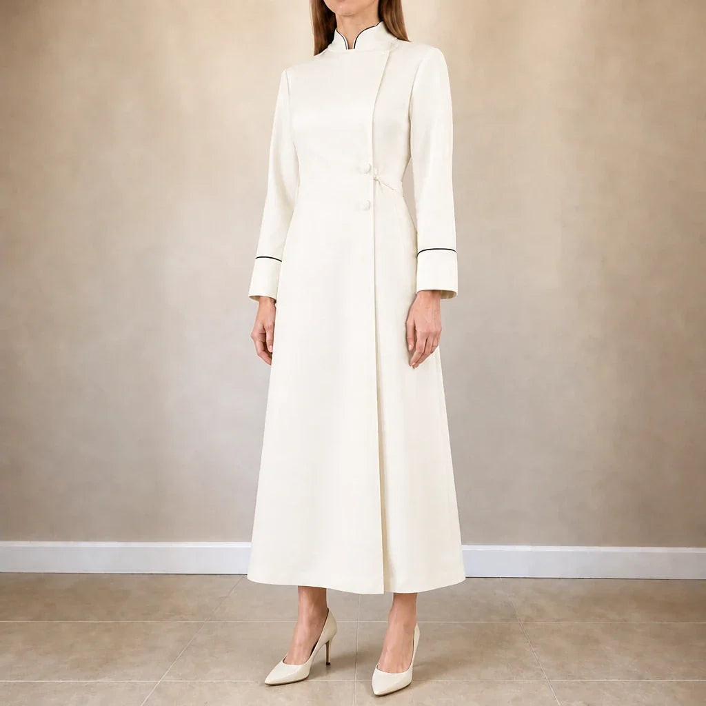 Vespera – High-Collar Cross-Detail Clergy Robe