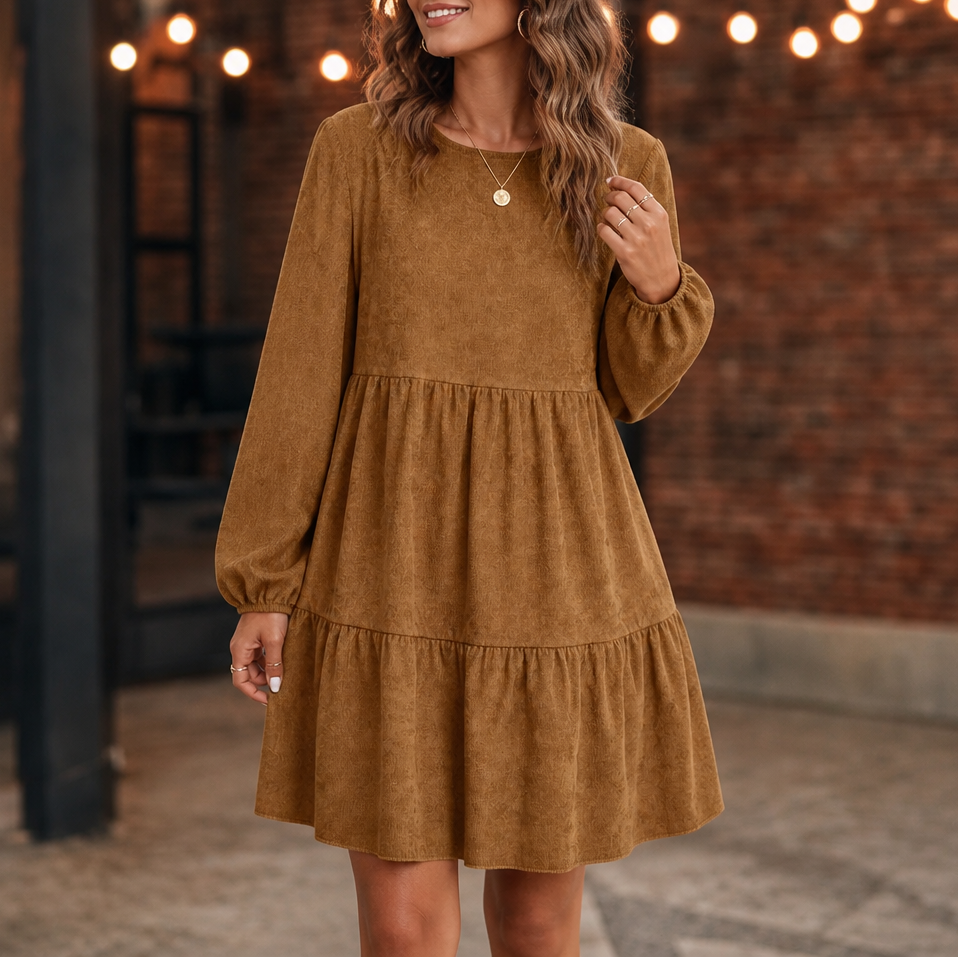 Velora – Long-Sleeve Tiered Dress