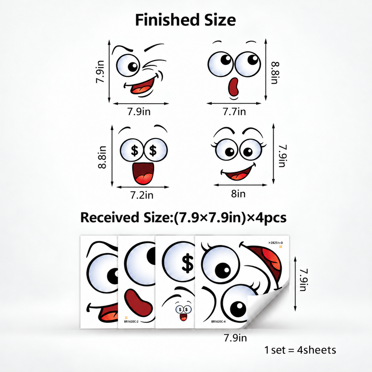 FaceSprout – Cartoon Face Decals For Household Items (4-pack set)