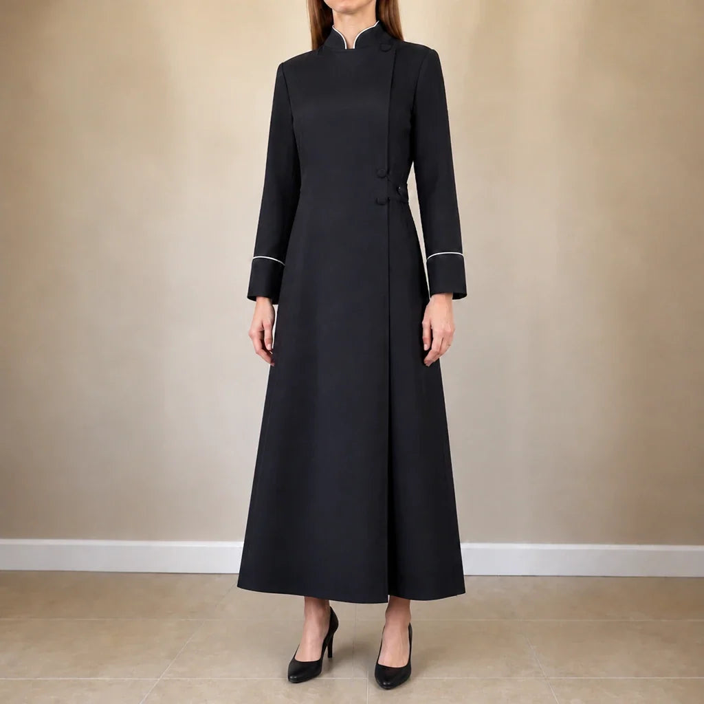 Vespera – High-Collar Cross-Detail Clergy Robe