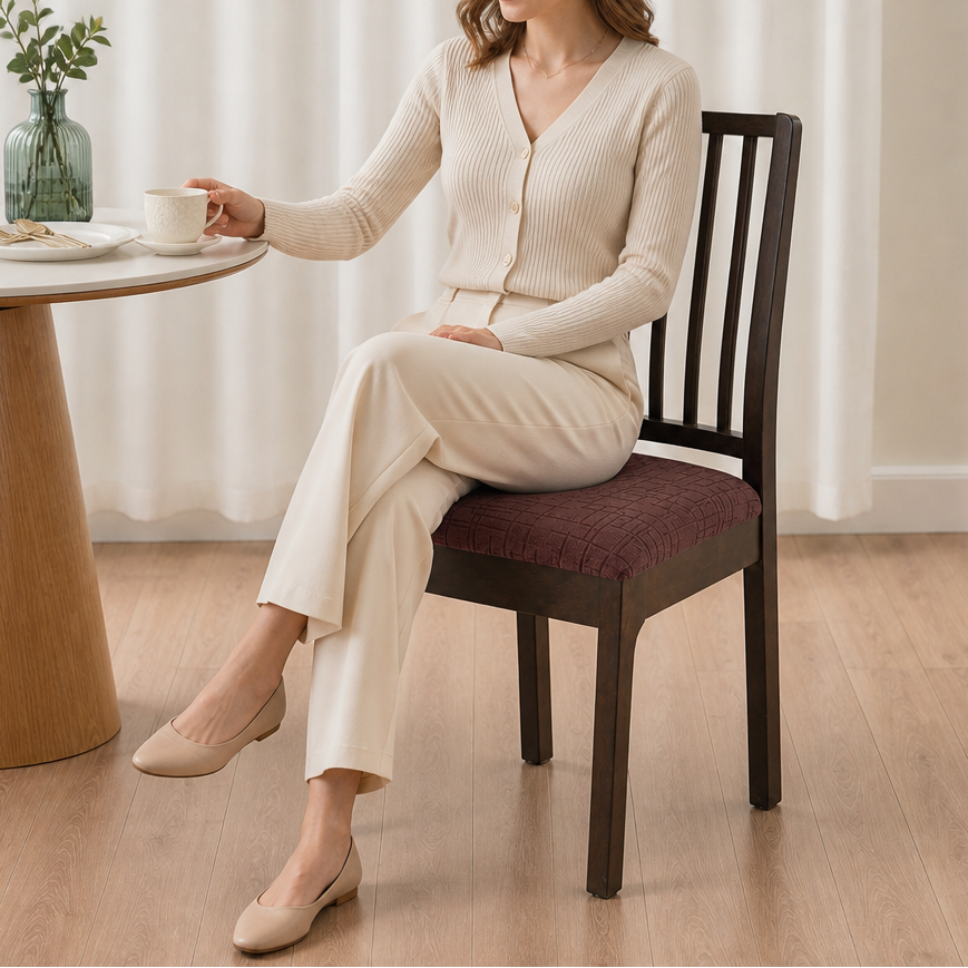 Jacquard Haven – Stretch Jacquard Dining Chair Seat Cover (4set or 6set)
