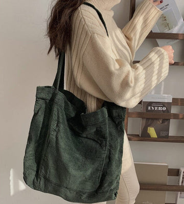 Women Casual Minimalist Soft Corduroy Shoulder Bag