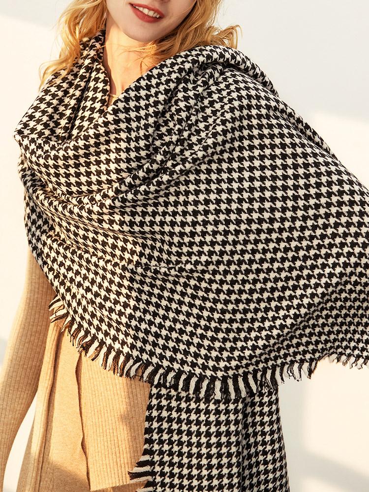 Wool Plaid Scarf Ladies Winter