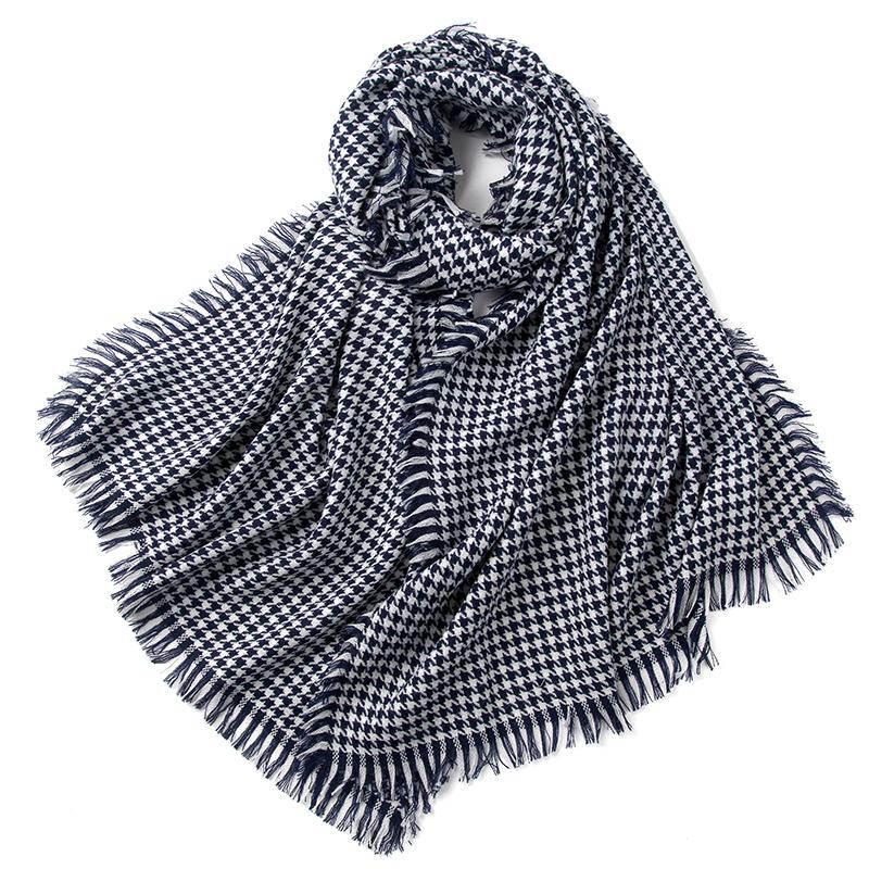 Wool Plaid Scarf Ladies Winter